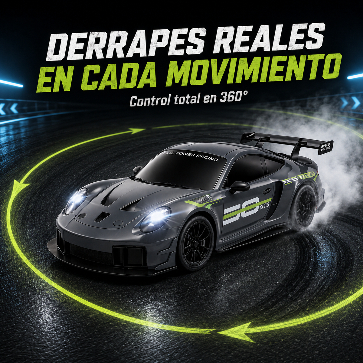 Auto a control remoto para derrapes 360°